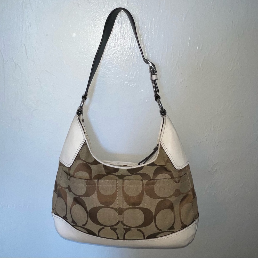 Coach Signature Jacquard Shoulder Bag F10993 | Leather Trim | Authentic - Picture 7 of 10